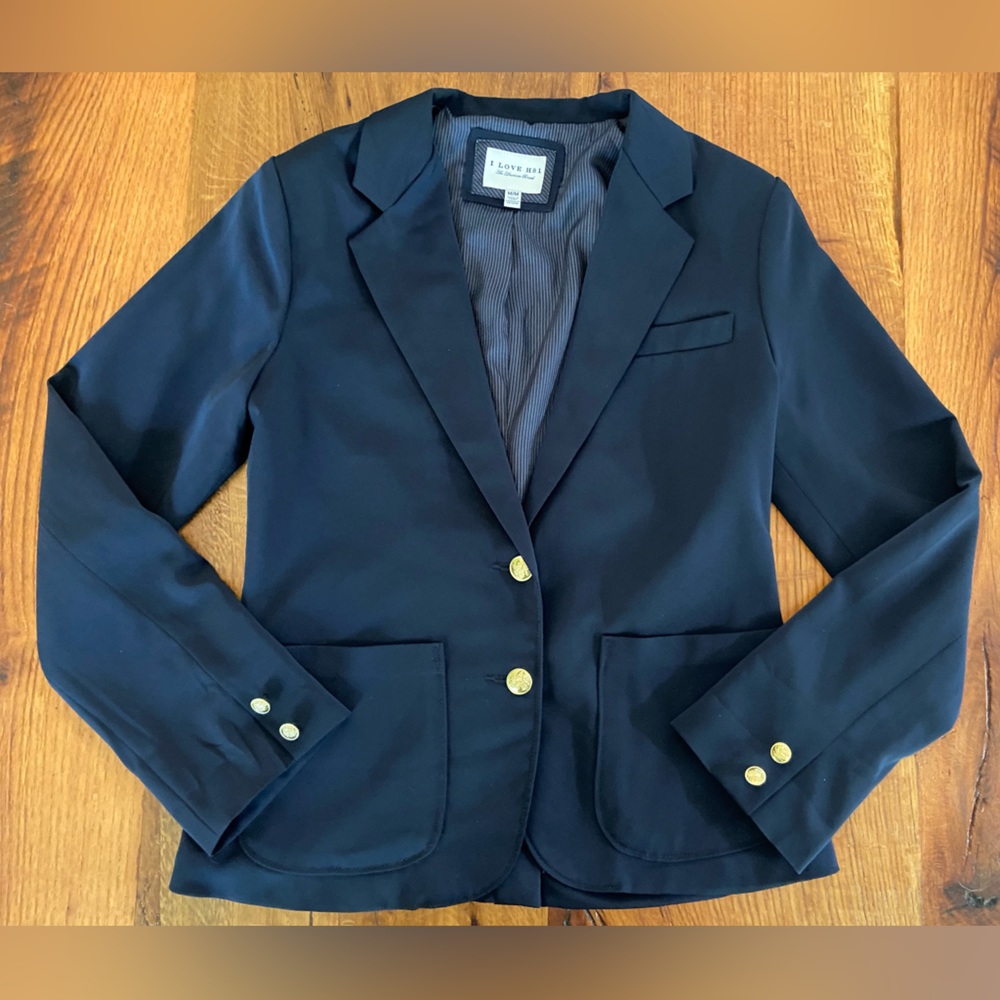 I Love H81 Classic Navy Blue Stretch Schoolboy Lined Blazer, Size Medium